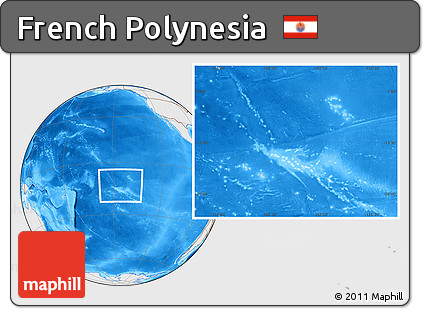 Shaded Relief Location Map of French Polynesia, lighten, desaturated, land only