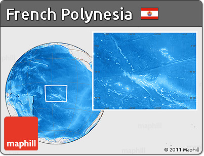 Shaded Relief Location Map of French Polynesia, lighten, desaturated, land only
