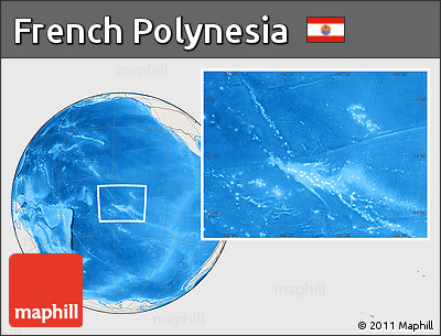 Shaded Relief Location Map of French Polynesia, lighten, land only