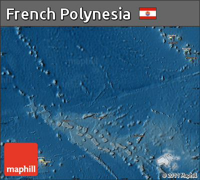 Physical Map of French Polynesia, darken