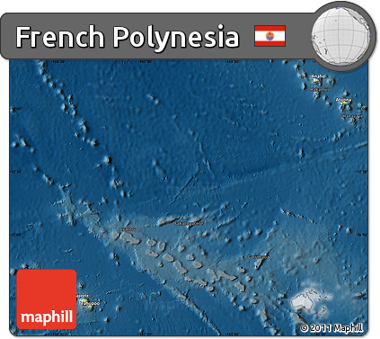 Physical Map of French Polynesia, darken