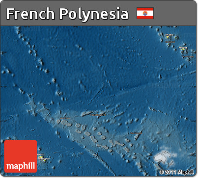 Physical Map of French Polynesia, darken