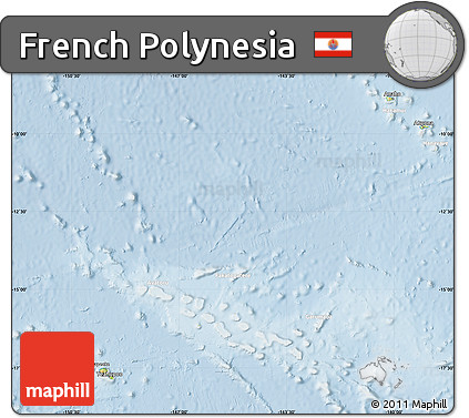 Physical Map of French Polynesia, lighten