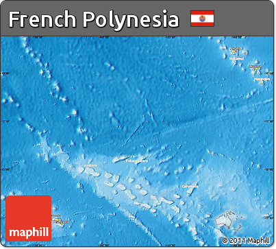 Physical Map of French Polynesia, lighten, land only