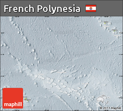 Physical Map of French Polynesia, lighten, semi-desaturated