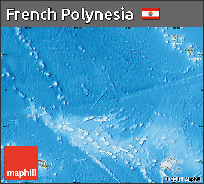 Physical Map of French Polynesia, lighten, semi-desaturated, land only