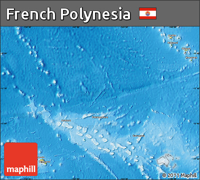 Physical Map of French Polynesia, satellite outside, shaded relief sea