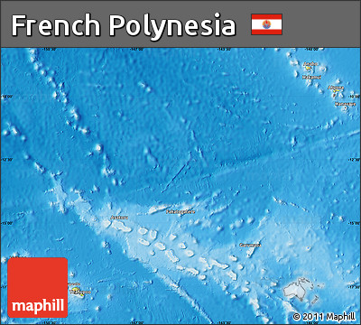 Physical Map of French Polynesia, shaded relief outside