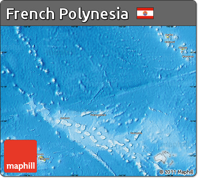 Physical Map of French Polynesia, shaded relief outside