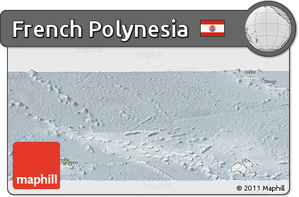 Physical Panoramic Map of French Polynesia, lighten, semi-desaturated