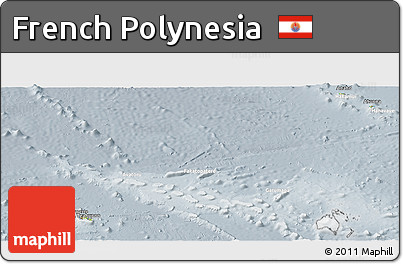 Physical Panoramic Map of French Polynesia, lighten, semi-desaturated