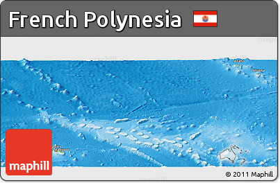Physical Panoramic Map of French Polynesia, single color outside