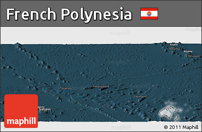 Satellite Panoramic Map of French Polynesia, darken