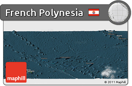 Satellite Panoramic Map of French Polynesia, darken