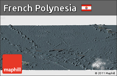 Satellite Panoramic Map of French Polynesia, darken, semi-desaturated