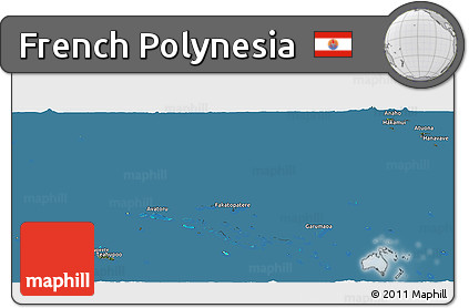 Satellite Panoramic Map of French Polynesia, semi-desaturated, land only