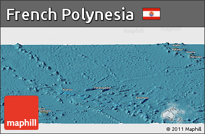 Satellite Panoramic Map of French Polynesia, shaded relief outside, satellite sea