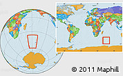 Political Location Map of French Southern and Antarctic Lands, within the entire continent