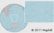 Political Location Map of French Southern and Antarctic Lands, gray outside, hill shading