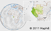 Physical Location Map of Gabon, lighten, desaturated