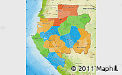 Political Map of Gabon, physical outside
