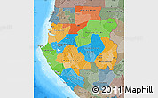 Political Map of Gabon, semi-desaturated, land only