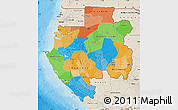 Political Map of Gabon, shaded relief outside, bathymetry sea