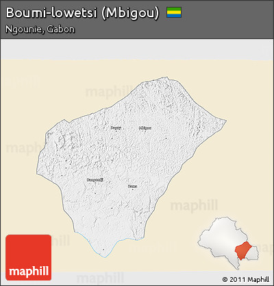 Classic Style 3D Map of Boumi-lowetsi (Mbigou), single color outside