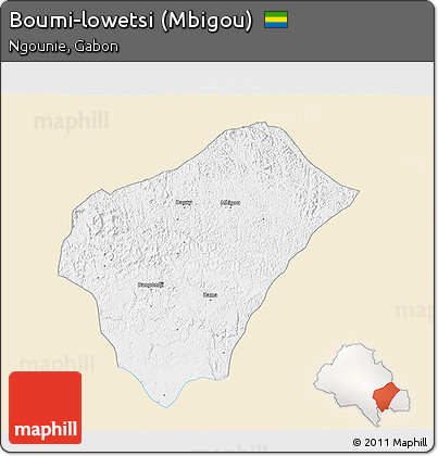 Classic Style 3D Map of Boumi-lowetsi (Mbigou), single color outside
