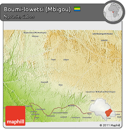 Physical 3D Map of Boumi-lowetsi (Mbigou)