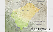 Physical 3D Map of Boumi-lowetsi (Mbigou), semi-desaturated