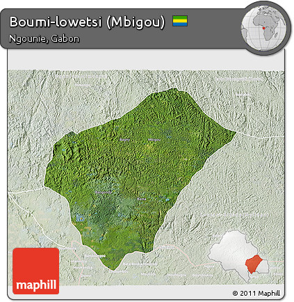 Satellite 3D Map of Boumi-lowetsi (Mbigou), lighten