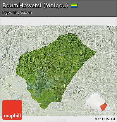 Satellite 3D Map of Boumi-lowetsi (Mbigou), lighten