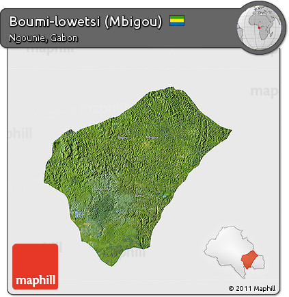 Satellite 3D Map of Boumi-lowetsi (Mbigou), single color outside
