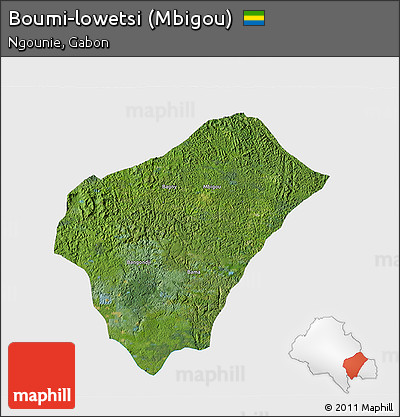 Satellite 3D Map of Boumi-lowetsi (Mbigou), single color outside