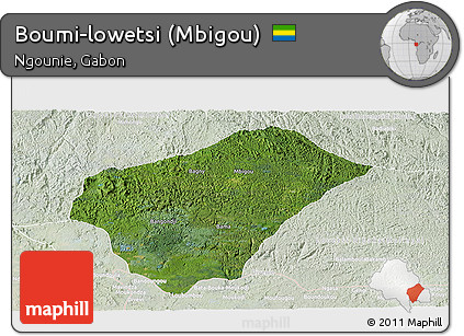 Satellite Panoramic Map of Boumi-lowetsi (Mbigou), lighten
