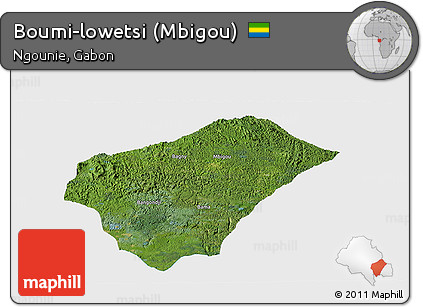 Satellite Panoramic Map of Boumi-lowetsi (Mbigou), single color outside