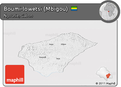 Silver Style Panoramic Map of Boumi-lowetsi (Mbigou), single color outside