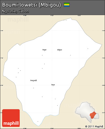 Classic Style Simple Map of Boumi-lowetsi (Mbigou), single color outside