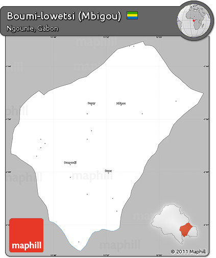 Gray Simple Map of Boumi-lowetsi (Mbigou), single color outside
