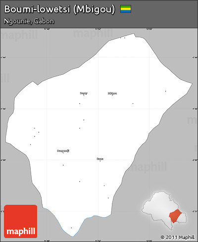 Gray Simple Map of Boumi-lowetsi (Mbigou), single color outside