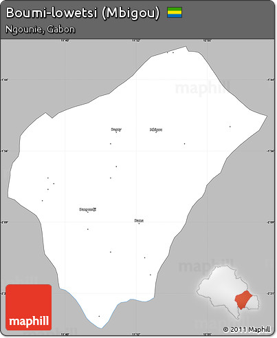 Gray Simple Map of Boumi-lowetsi (Mbigou), single color outside