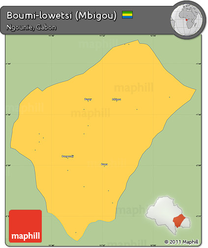 Savanna Style Simple Map of Boumi-lowetsi (Mbigou), single color outside