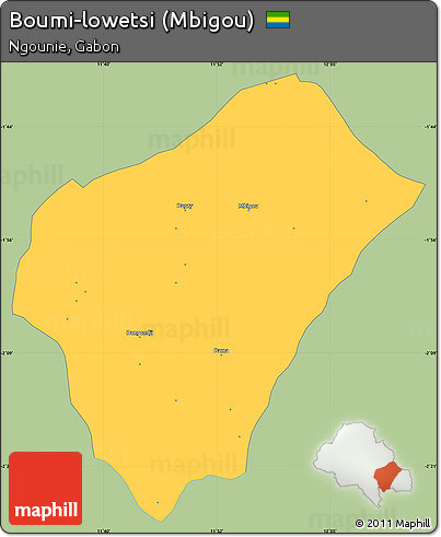 Savanna Style Simple Map of Boumi-lowetsi (Mbigou), single color outside
