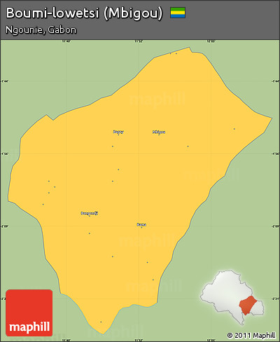 Savanna Style Simple Map of Boumi-lowetsi (Mbigou), single color outside