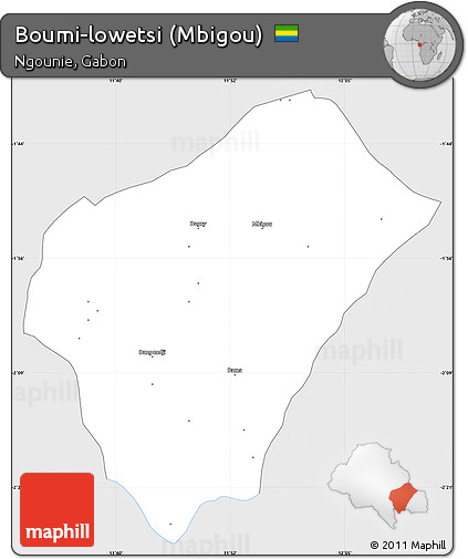 Silver Style Simple Map of Boumi-lowetsi (Mbigou), single color outside