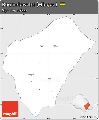 Silver Style Simple Map of Boumi-lowetsi (Mbigou), single color outside