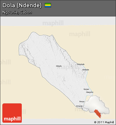 Classic Style 3D Map of Dola (Ndende), single color outside