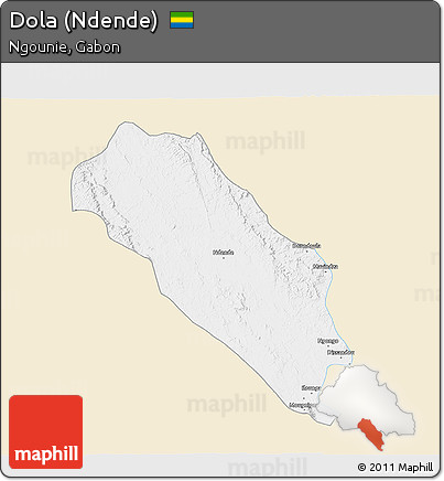 Classic Style 3D Map of Dola (Ndende), single color outside