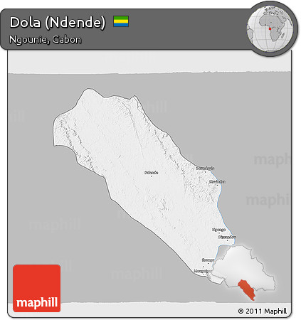 Gray 3D Map of Dola (Ndende), single color outside